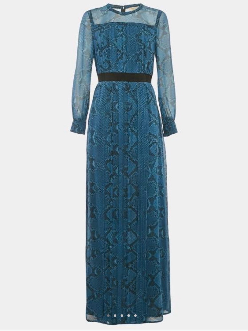 Burberry Jennifer Blue & Black Silk Snake-Print Long Sleeve Maxi Dress